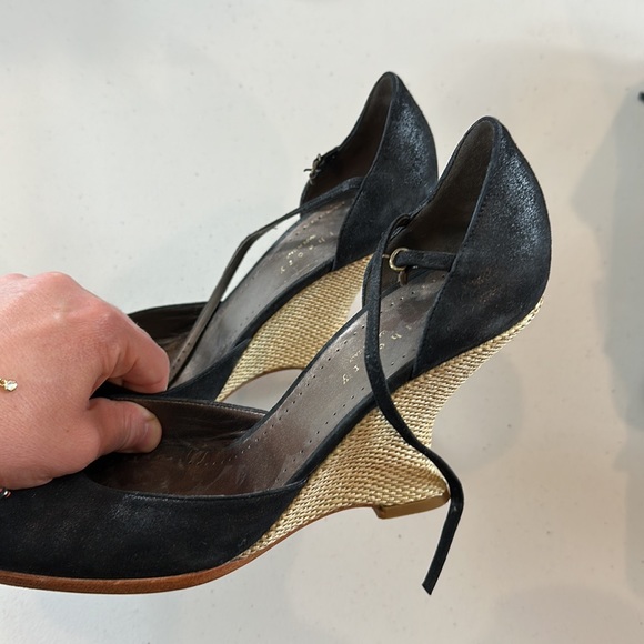 Theory Raffia curved wedge and Leather strapped  shoe size 39.5 - Picture 5 of 6